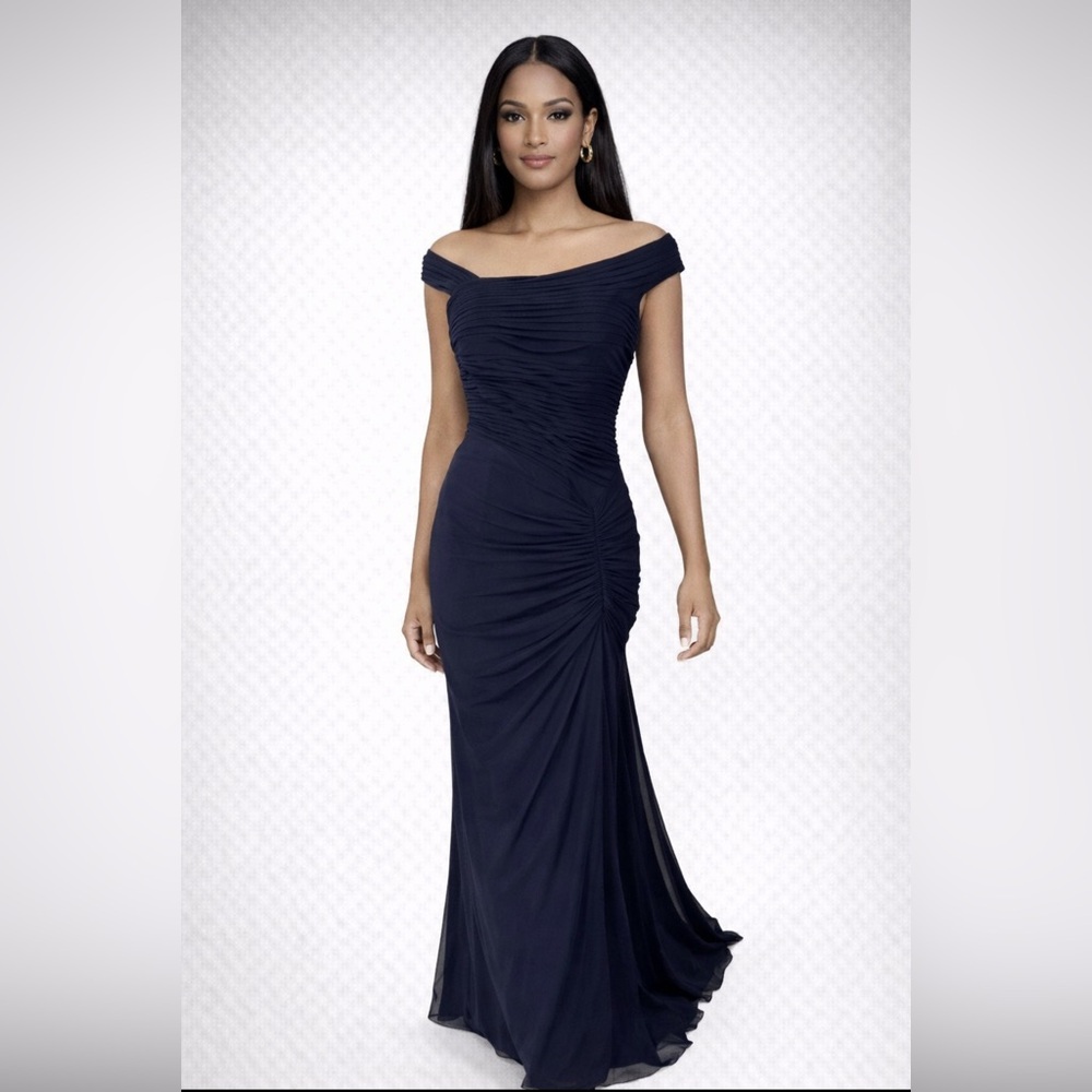 Tadashi Dress L Large Navy Blue Long Formal Maxi Party Cruise Wedding Event